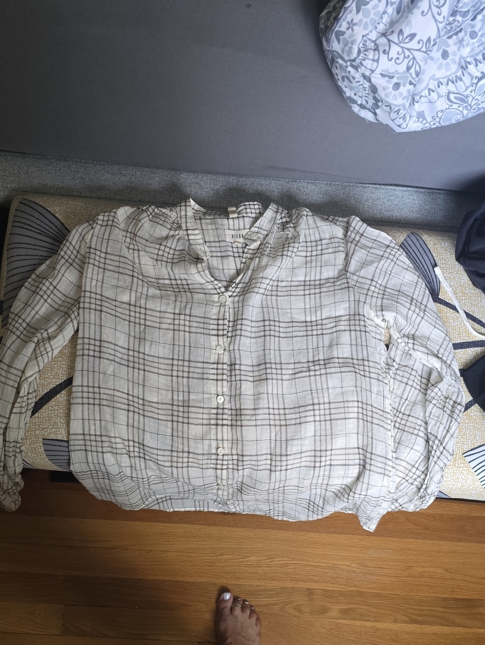 Diega Cream Plaid Button-Up Shirt